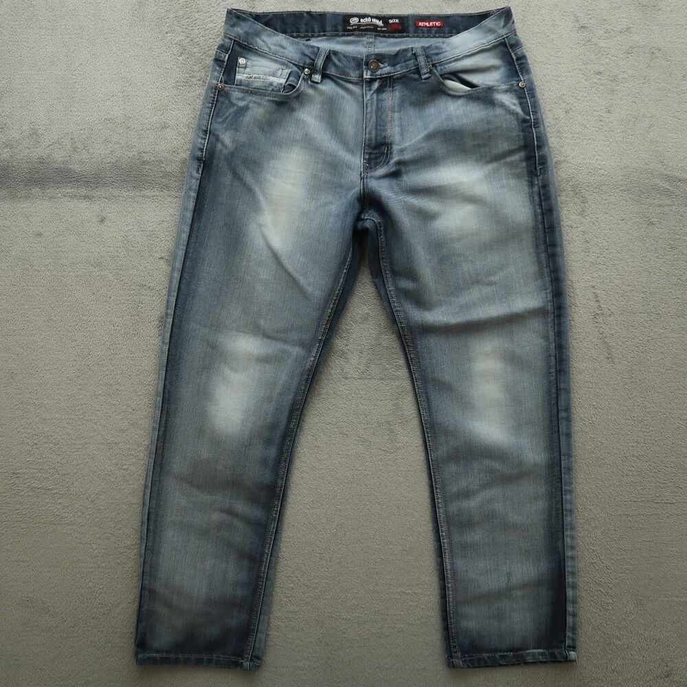 ECKO UNLTD Jeans Mens 36x31 Blue Athletic Fit Stretch Denim Pants Stone Wash